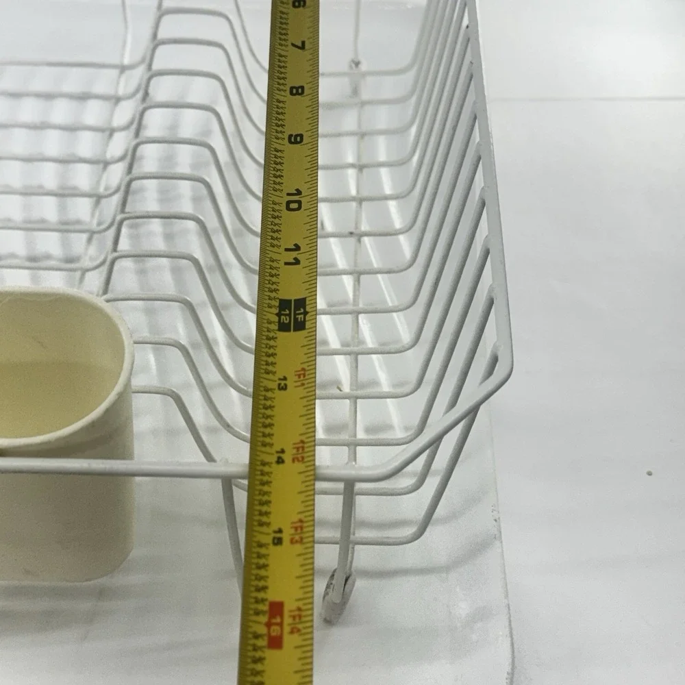 Vintage White Rubbermaid Dish Drainer Drying Rack Coated Wire 12.5